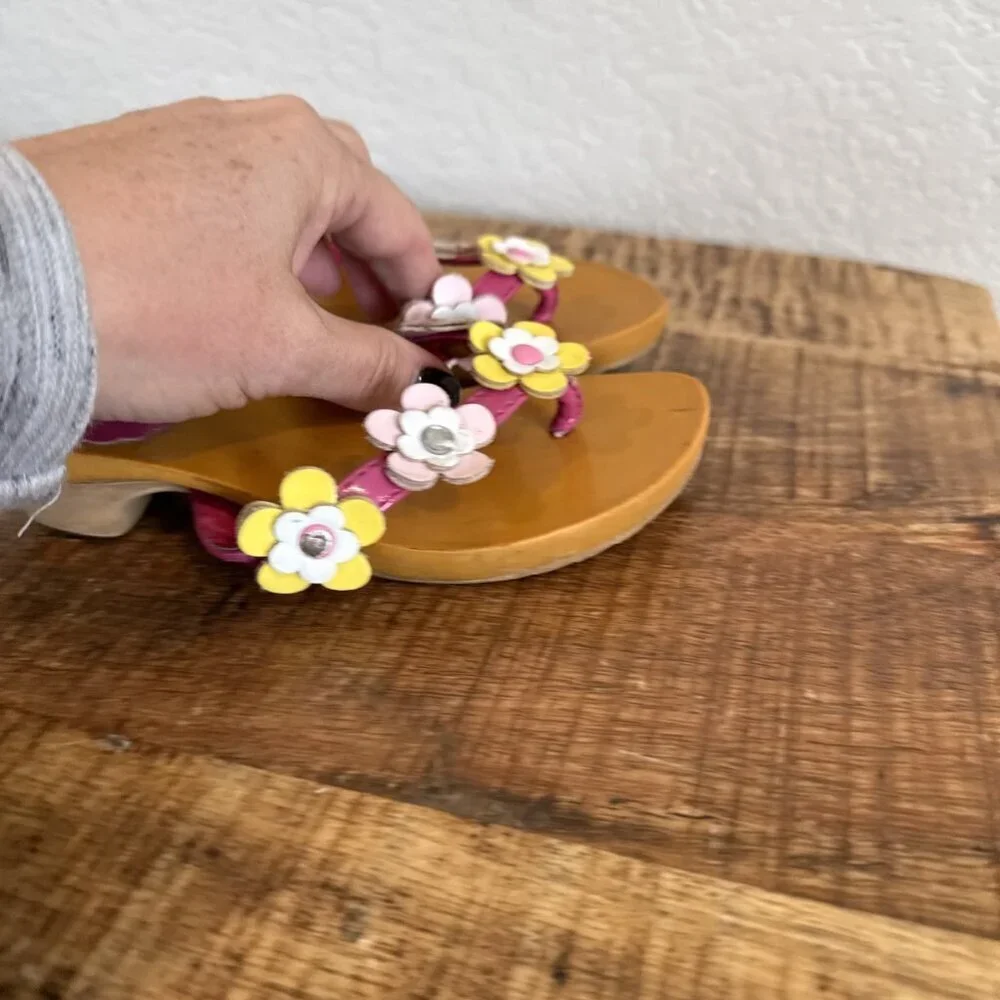 Gymboree Girl's Tea Time Afternoon Dragonfly Wooden Sandals Size 13